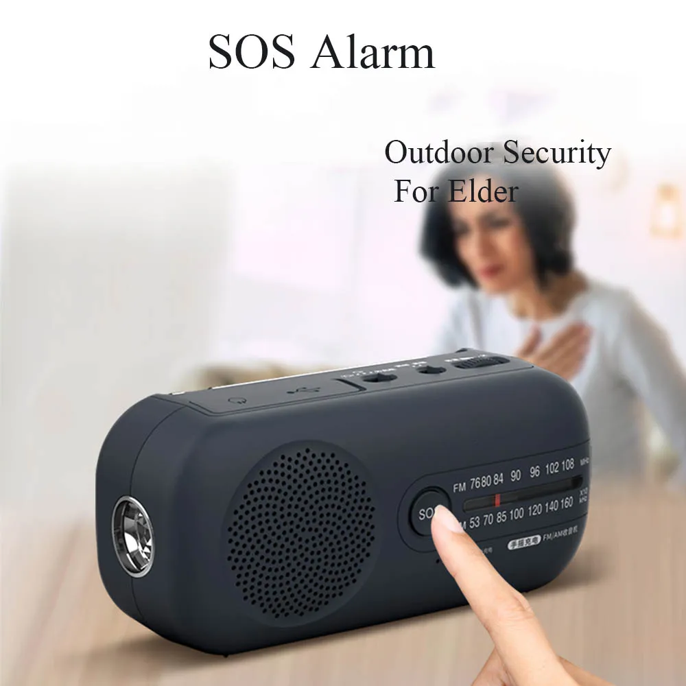 Mini Portable Flashlights Elder Home SOS Alarm Radio Hand Crank Lamp Rechargeable Camping Dynamo Flashlight With Power Bank