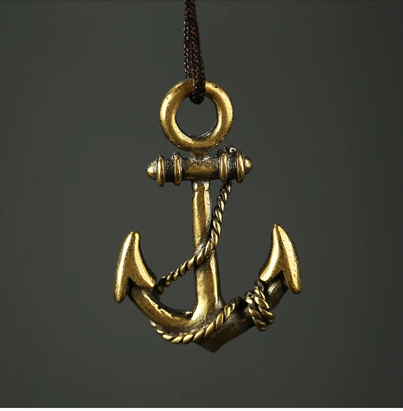 Handmade Pure Brass ship anchor retro craft DIY ornament Miniature portable Pendant souvenir gift m002