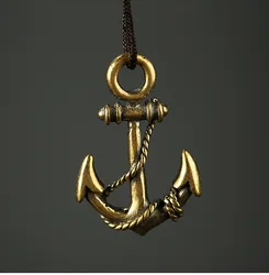 Handmade Pure Brass ship anchor retro craft DIY ornament Miniature portable Pendant souvenir gift m002