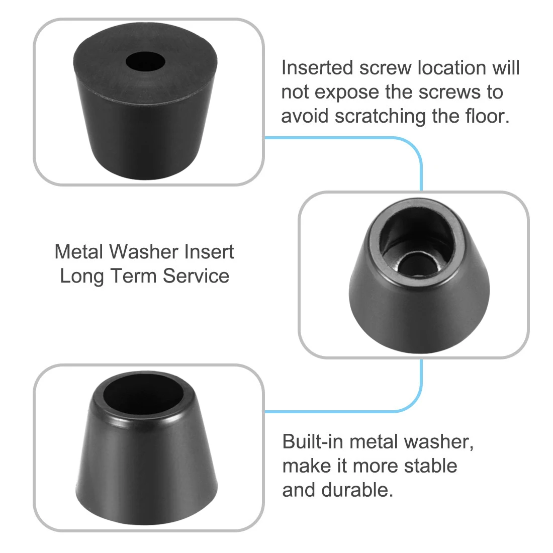 Uxcell-وسادات القدم المطاطية ، وسادات القدم D12x9xH9mm ، أسود ، 50 قطعة