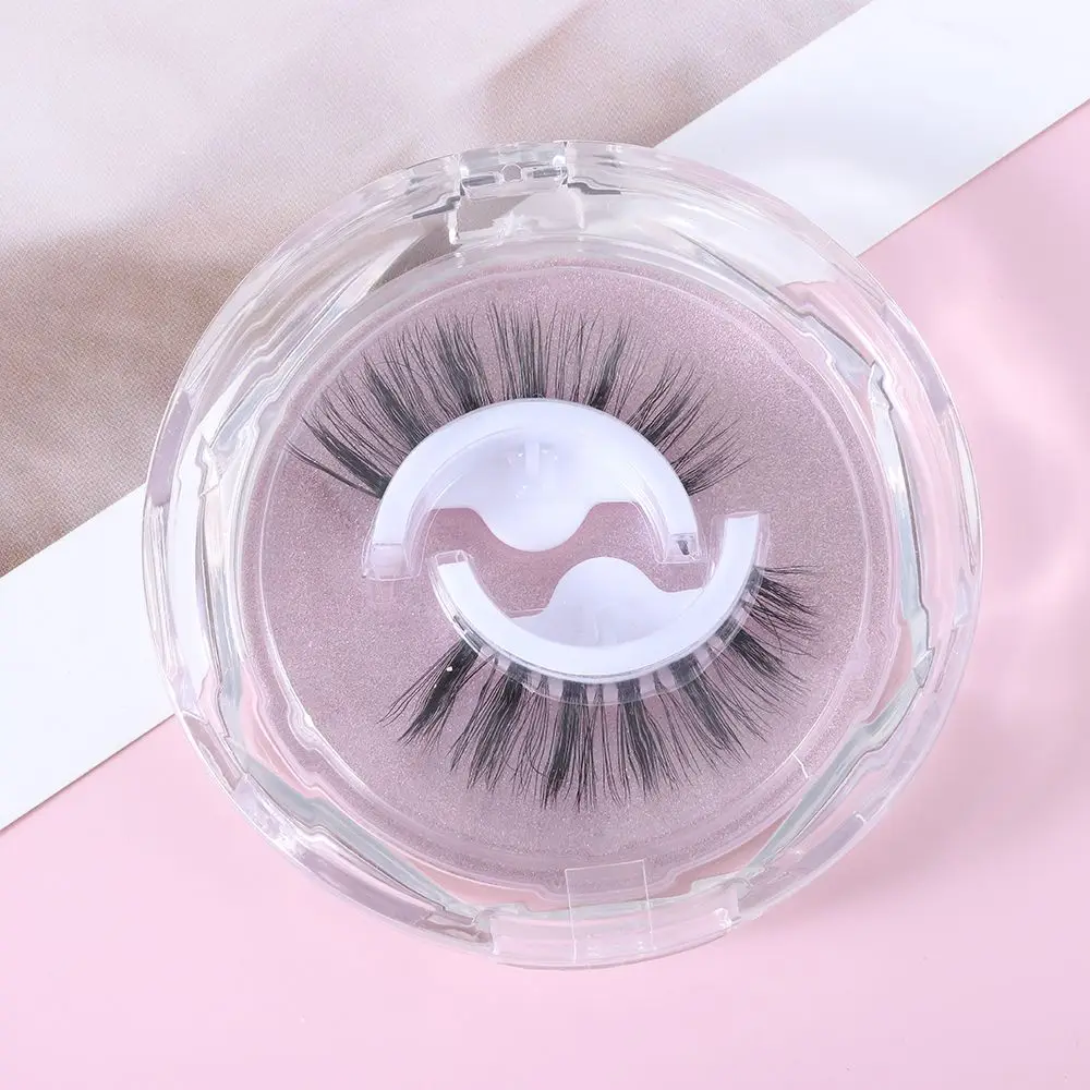 SKONHED 1 ペアのつけまつげ接着剤不要うっすらとした 3D ミンク再利用可能なナチュラルカーリー自己粘着つけまつげ