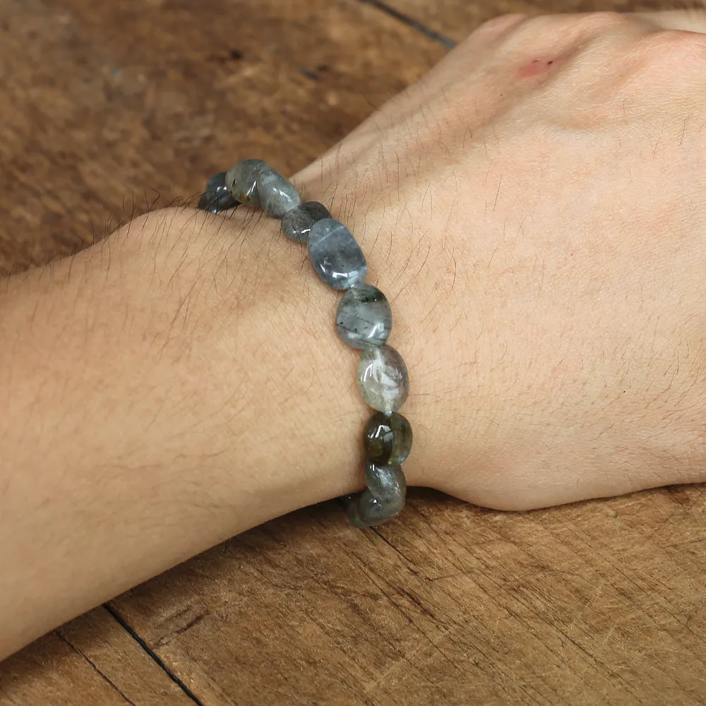 8-10mm Irregular Labradorite Stone Beaded String Bracelet Women Couple Friendship Bracelet Handmade DIYJewelry