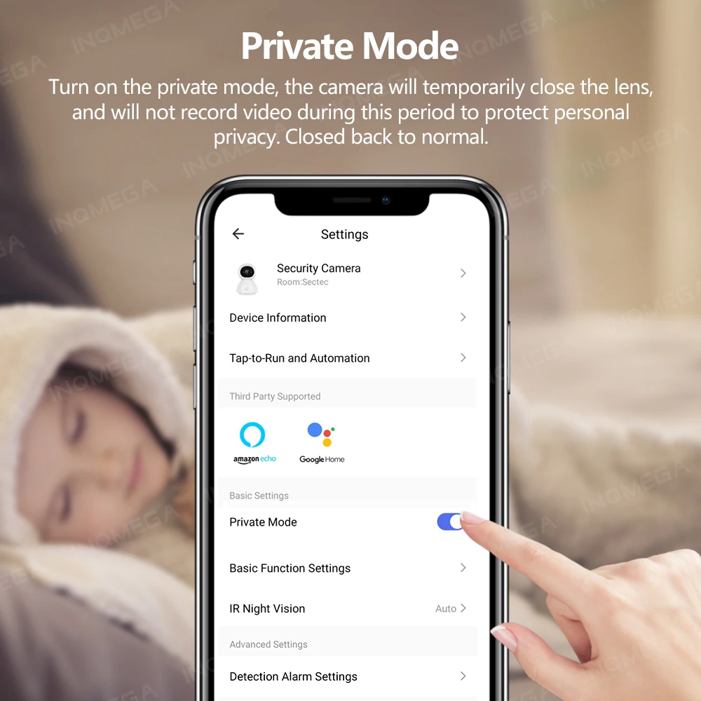 INQMEGA Smart Home Camera Tuya Wifi Security Ip Camera Wireless Camera with Privacy Mode, Support Google Home Alexa
