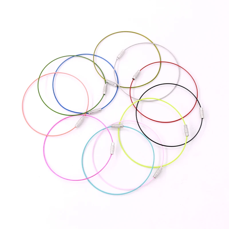 10pcs/lot 9incnes Memory Metal Steel Bracelet Women Silver Loop Screw Clasp Cable Wire for DIY Cords Jewelry Making Wholesale