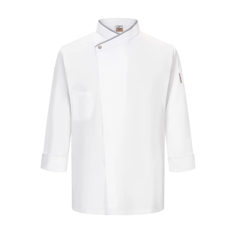 Cuoco Vestiti Da Forno Ristorante Cucina di Usura del Lavoro A Maniche Lunghe Chef Uniforme Cibo Serive di Lavoro Uniforme Del Collare Obliquo Tute e Salopette