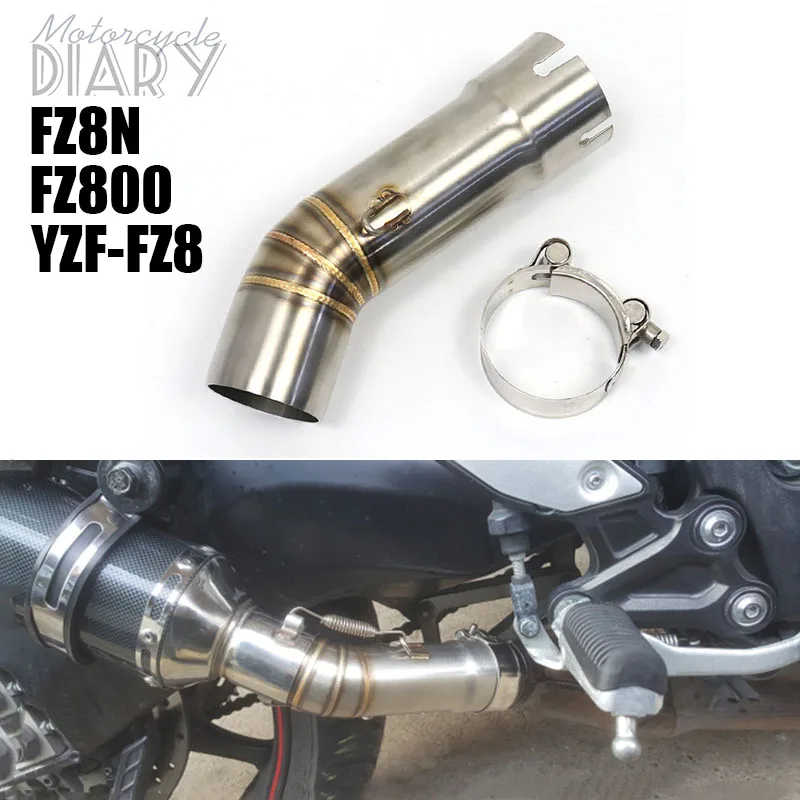 For Yamaha FZ8 FZ8N FZ8S F Z8 S FZ8N YZF-FZ8 FZ800 Fazer Motorcycle Exhaust Escape Moto System Muffler Slip-On Middle Link Pipe