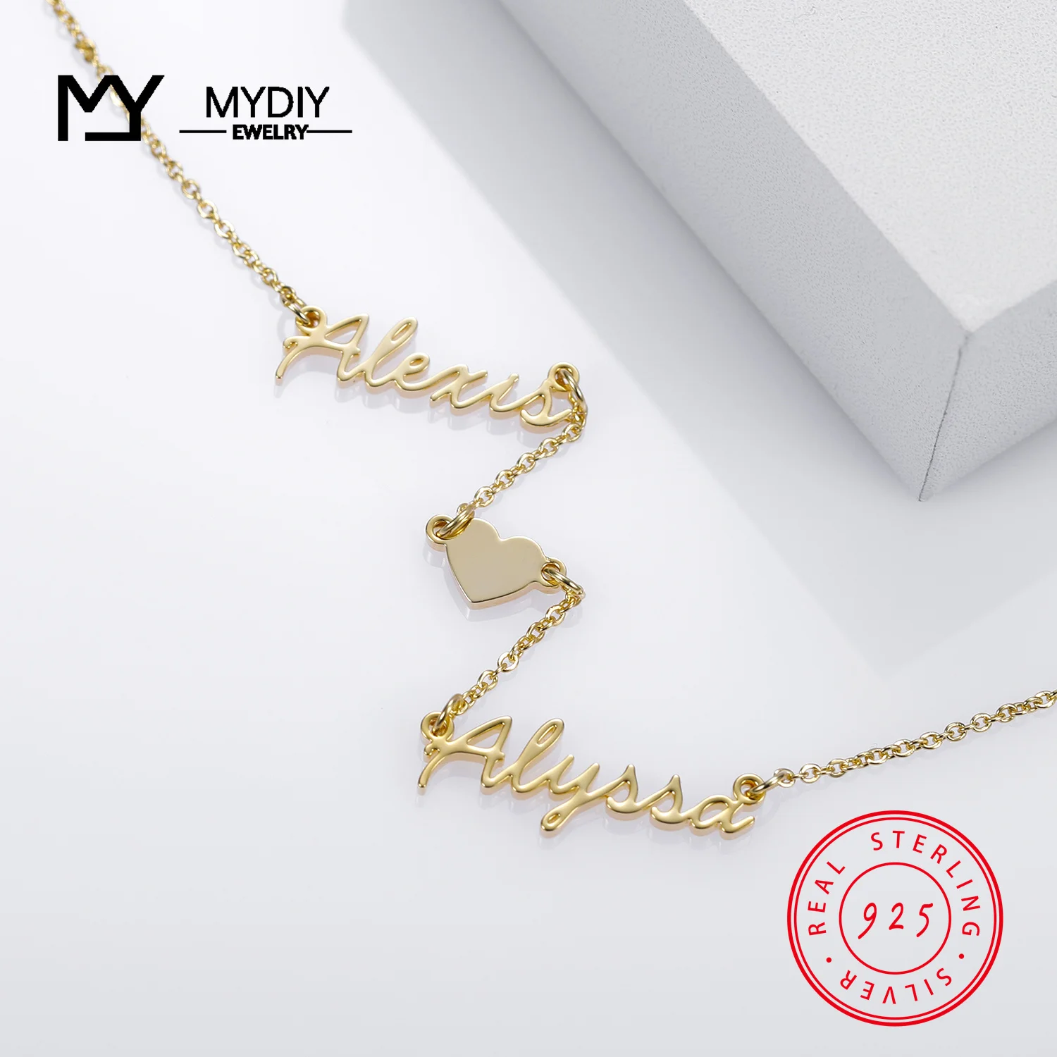 Fashion Custom Name Heart Symbol Necklace925 Sterling Silver Pendants Statement Personalized Choker For Women Gift Gold Jewelry