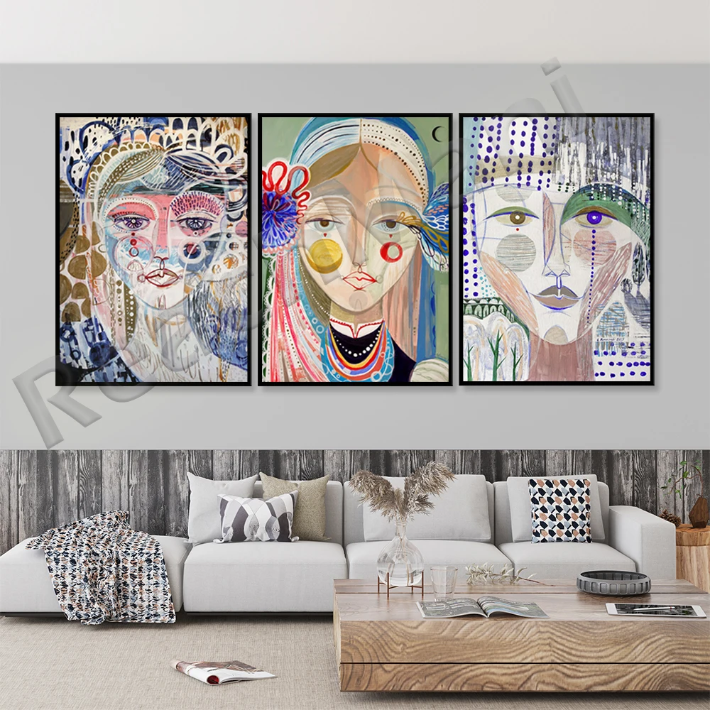 

Figurative Wall Art, portrait print, face printable, large painting, portrait wall art, female wall art, colorful abstract