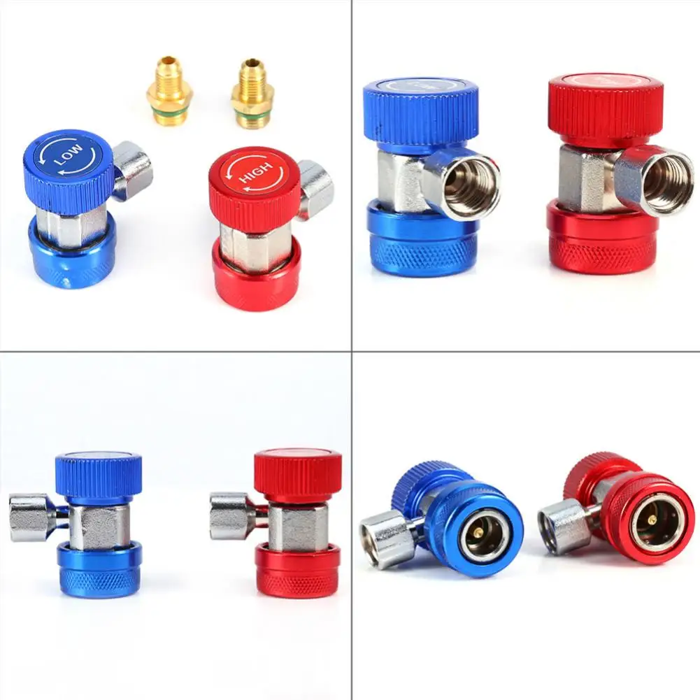 1 Pair R134A A/ C Air Condition Adjustable Quick Coupler High Low Adapter Connector Adjustable Rotary Switch For Low And High