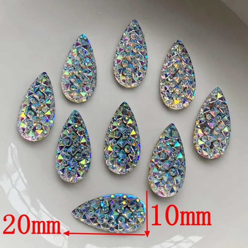 shiny AB Resin 6*20mm/8X22mm/10X20mm Peacock eye Teardrop Flat back rhinestone scrapbook DIY Wedding applique ornament