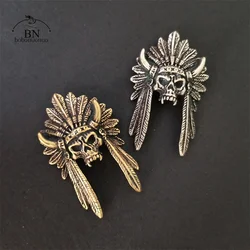 North America Indian Skull Head Rivet Connector Decoration Button Retro Brass DIY Leather Blet Wallet Garment Buckles with Screw
