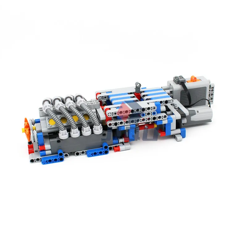 6 Speed Sequential Gearbox with V8 Cylinder Engine Set Model MOC Building Blocks Compatible High-tech DIY Educational Toys