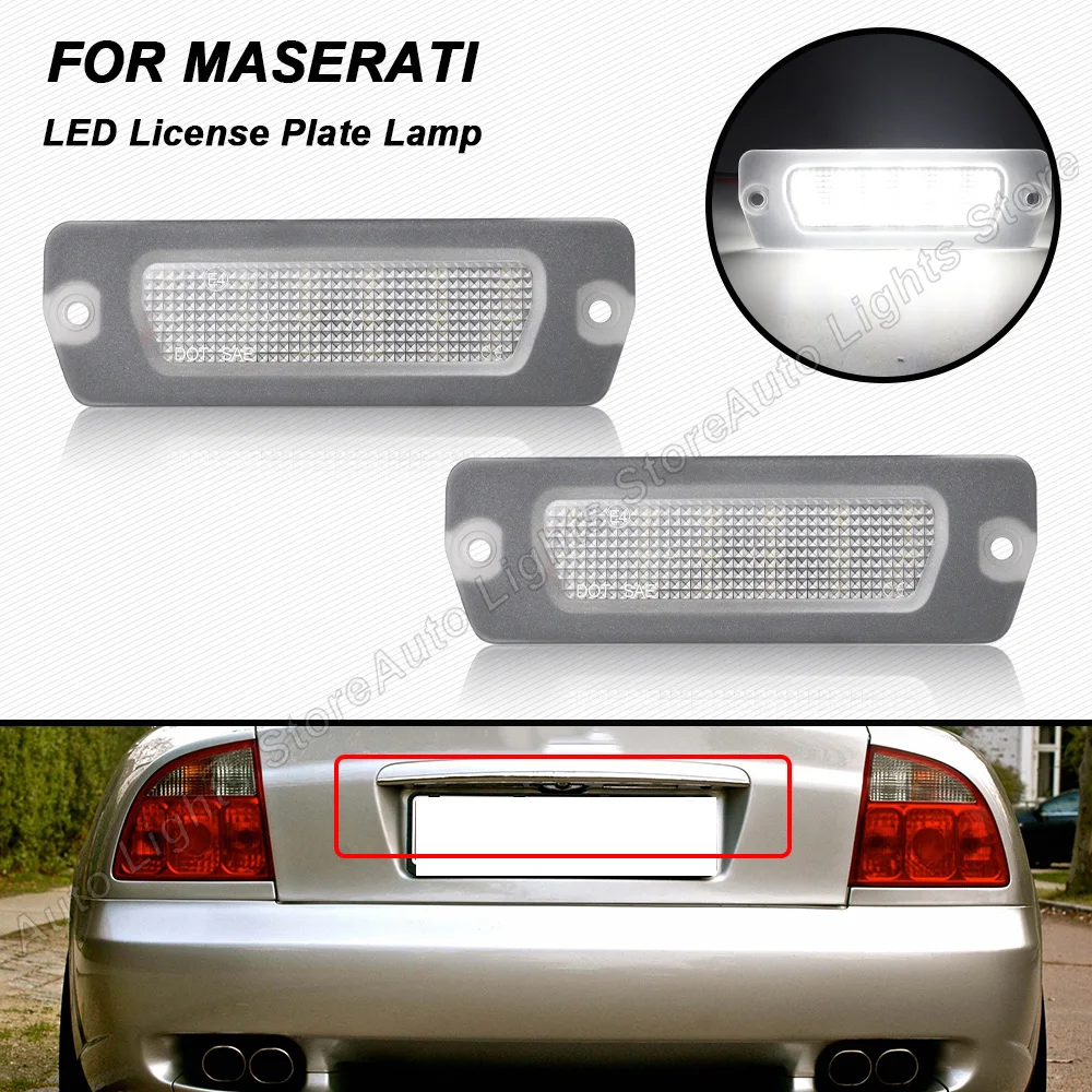 

2Pcs LED License Plate Light Number Plate Lamp For Maserati 4200/GT Granturismo OE#198231 Error Free