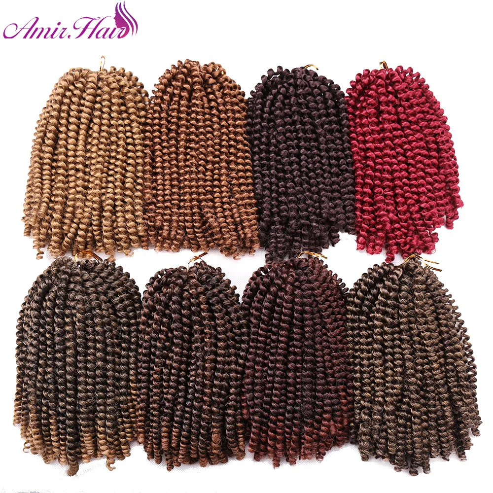 Amir Ombre Bounce Fluffy Synthetic Braiding Black Blond Spring Twist Crochet Braids Hair Extentions Mega Hair 30Roots /Pcs