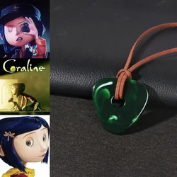Horror Fantasy Anime Necklace Handmade Rope Chain Green Looking Stone Skeleton Key Pendant Necklace Dragonfly Hair Pin Jewelry