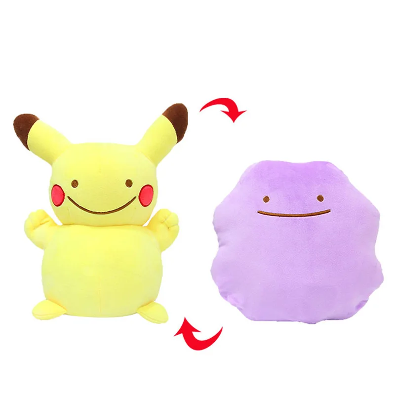 Pokemon คู่ Ditto พลิก Reversible ตุ๊กตาหนานุ่มภาพการ์ตูน Expression Eevee Lapras Snorlax Gengar ตุ๊กตาตุ๊กตาของขวัญ