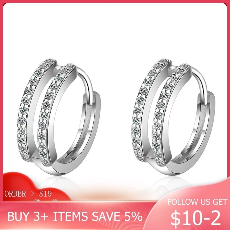 LByzHan 2020 New Authentic 925 Sterling Silver Zircon Hoop Earrings New Design For Women Party Jewelry Gift CME419