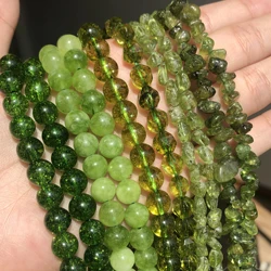 AA Natural Stone Green Peridot Quartz Beads Faceted Round Loose Beads For Jewelry DIY Making Bracelet  Accessories 15''inches