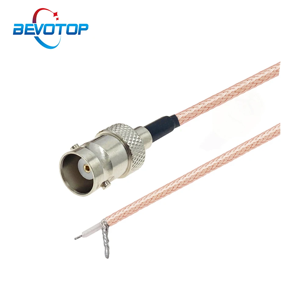 BNC Fêmea Jack para Open End, estanhado Leads, PCB solda, Pigtail RF, cabo coaxial, 10cm, 15cm, 30cm, 50cm, 1m, 2m, 5m, única extremidade, RG316