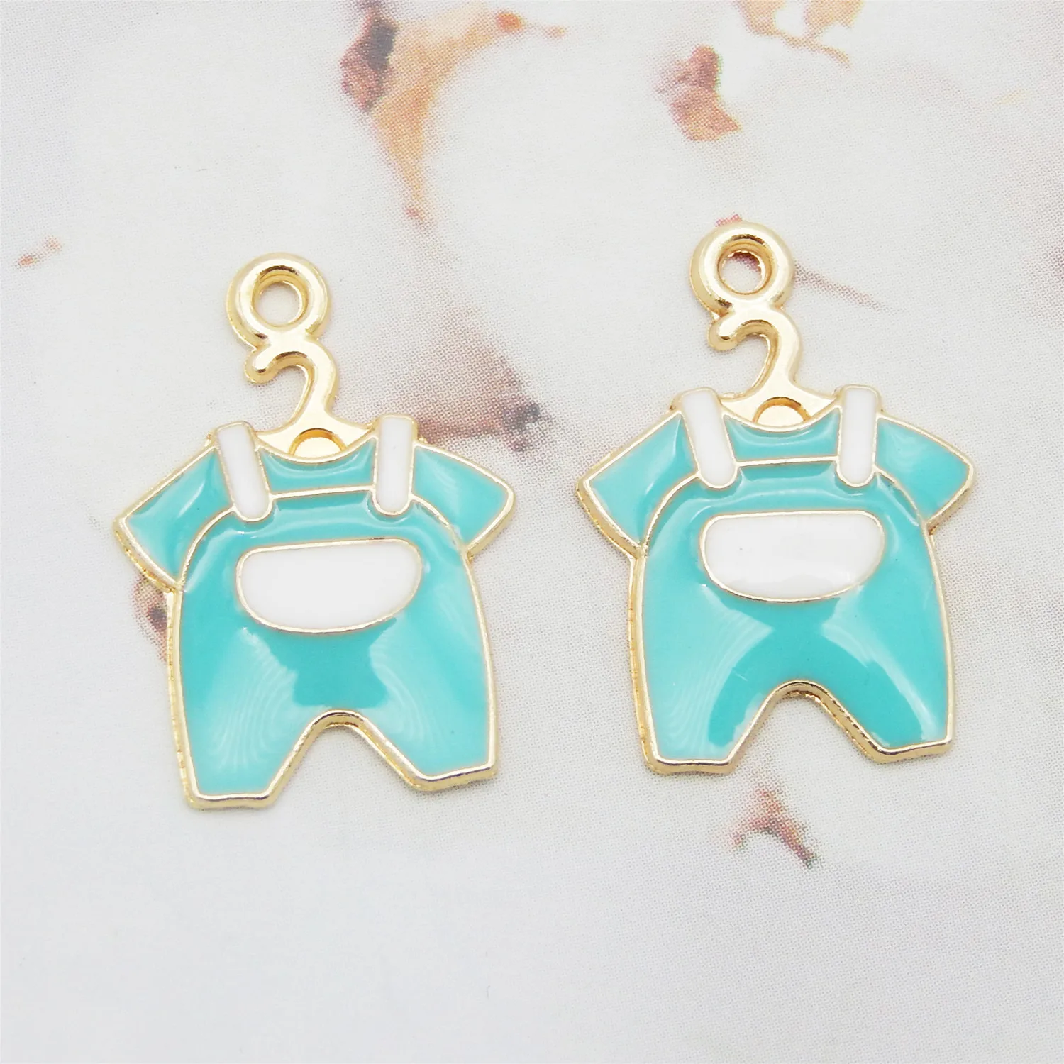 10pcs Cute Enamel Charms Baby Shower Children\'s Wear Bracelet Necklace Pendant Pink Blue Women Decor DIY Jewelry Accessory