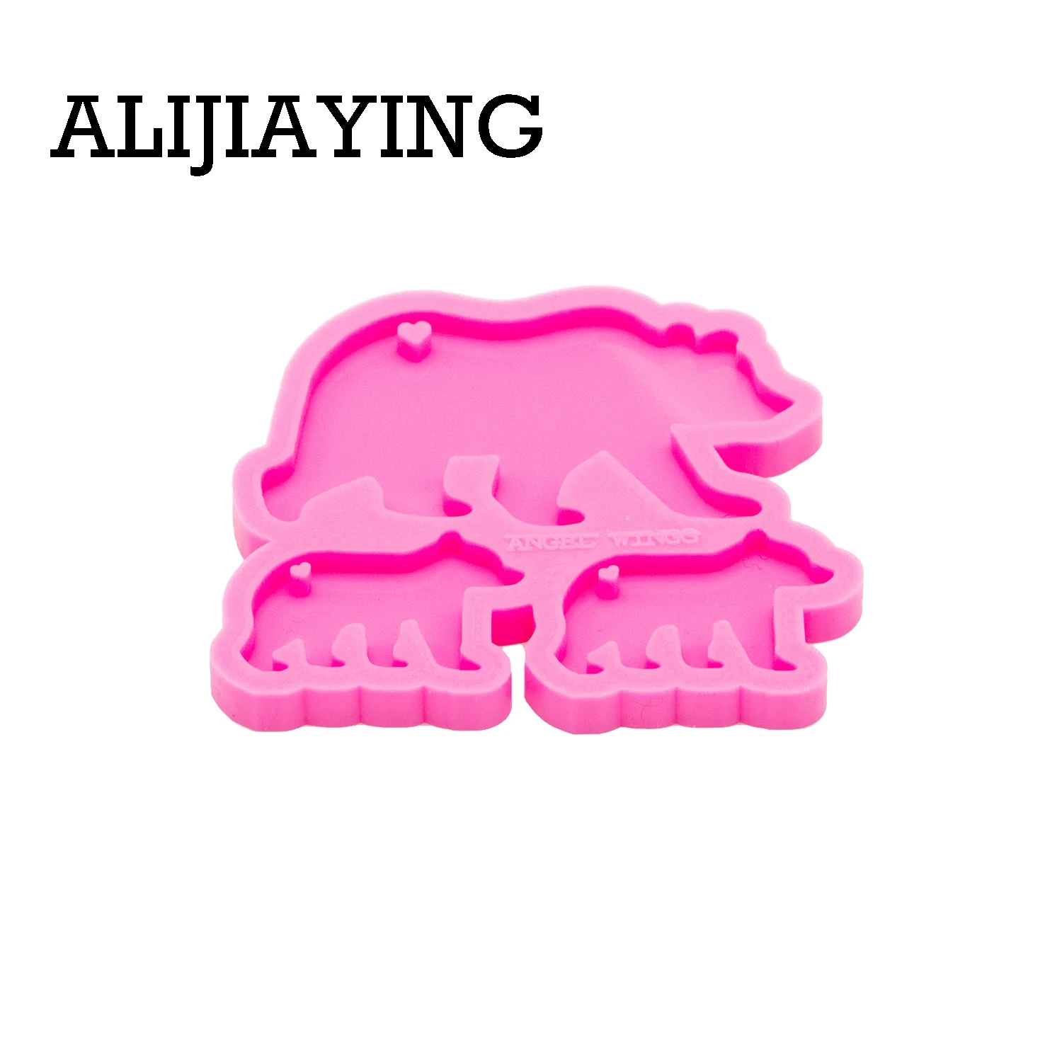 DY0274 Smooth art designbrass Mother bear/baby molds craft epoxy resin mould DIY family silicone mold for Keychain jewelry