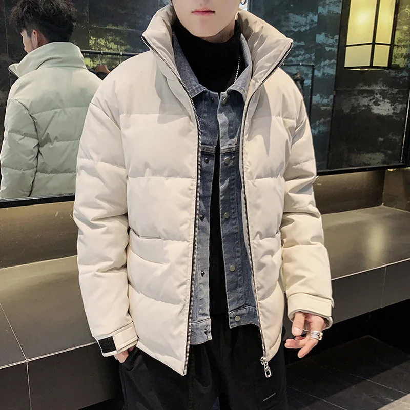 New All-match Simplicity Korean version Casual Loose Hansome Fashion Men cowboy Splicing Fake two Jackets Slim Fit youth Zippers