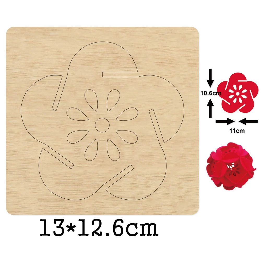 Festive Flower Ball Cutting Wood Dies 2020 New Wooden Die Suitable for Common Die Cutting Machines on the Market Christmas Decor