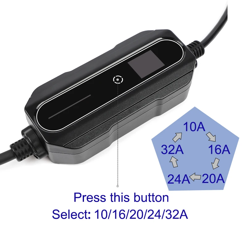 Caricabatterie EV tipo 2/tipo 1 32 Amp per veicoli elettrici portatili, spina CEE cavo di ricarica per auto 220V-240V