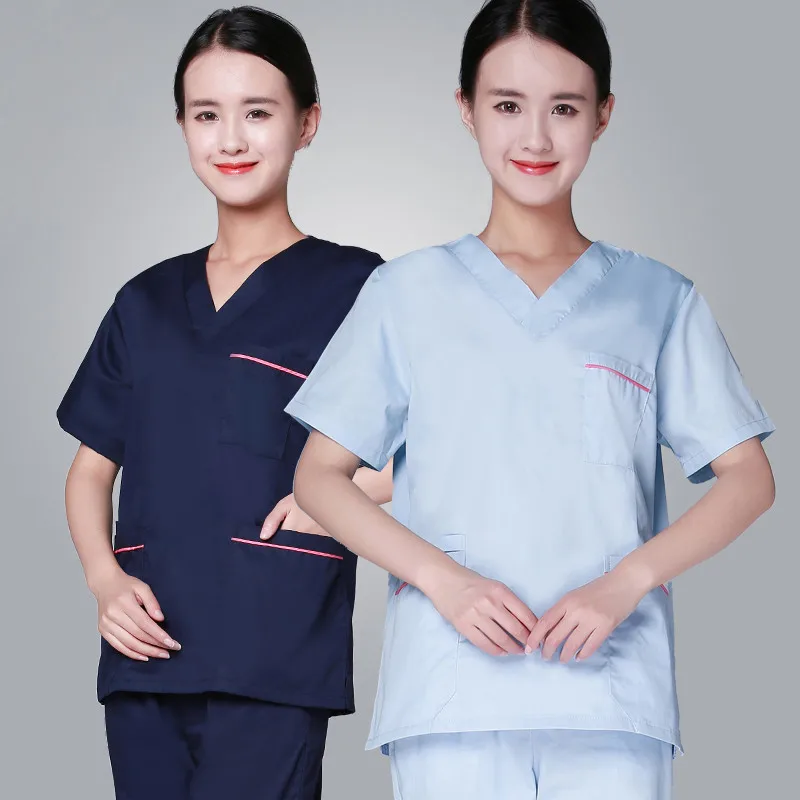 

New Arrivals women V neck hospital medical scrub clothes dental clinic beauty salon working uniform Hospital Nurse Set plus size