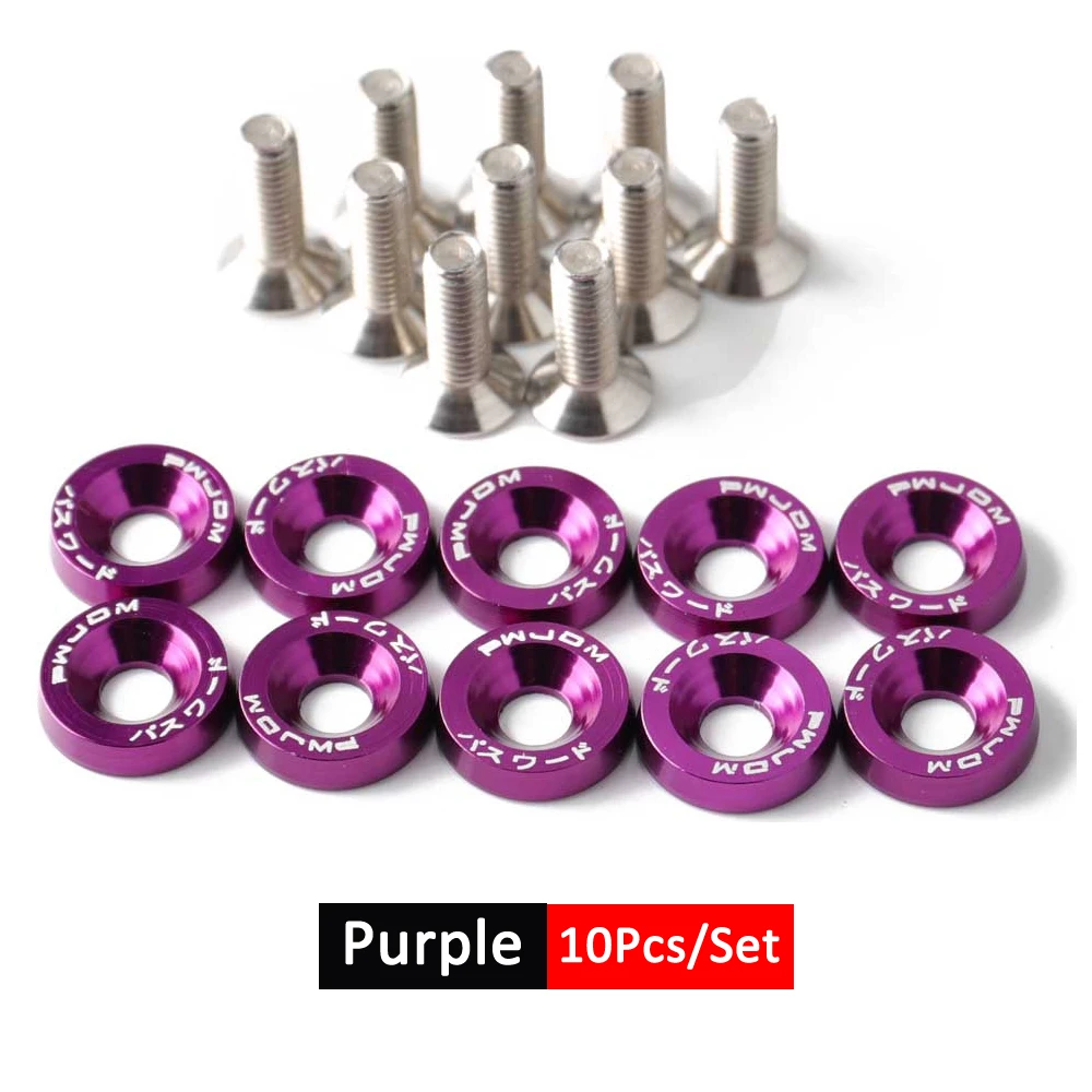 DSYCAR 1Set Billet Aluminium Kotflügel Stoßstange Unterlegscheibe Bolzen Motorraum Schraube Dress Up Kit JDM M6x20mm Schrauben