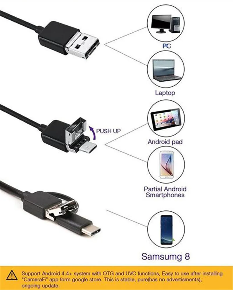 3in1 5.5mm/8mm  720P Water-proof USB Endoscope Camera For Android OTG Smart Phone