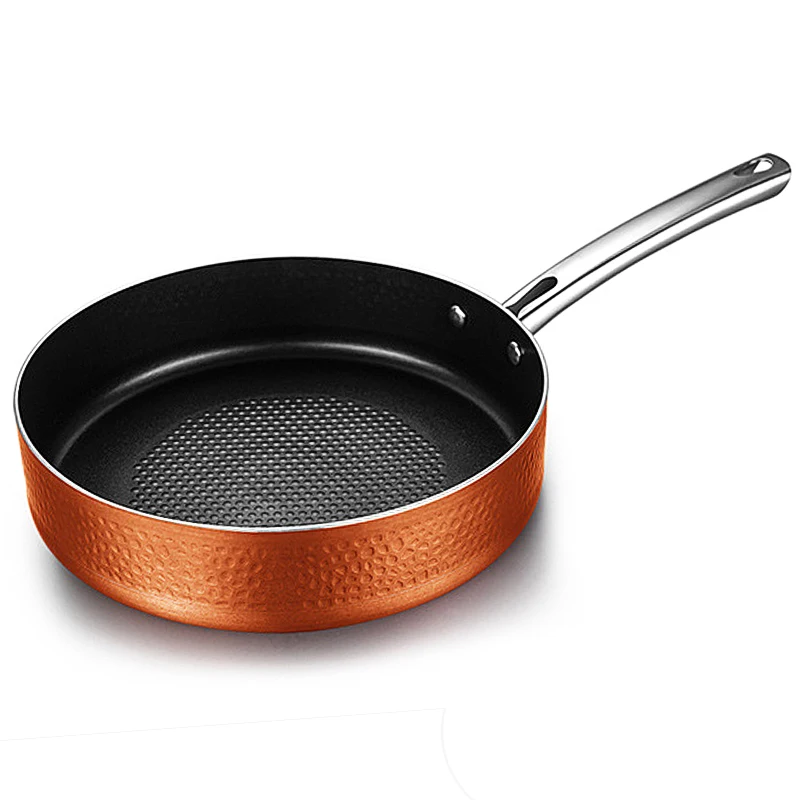 Premium Hammered Frying Pan,Kitchen Cooking Wok Pan, With Triple Coated Nonstick Copper Surface,for Even Heating, Oven, Stovetop