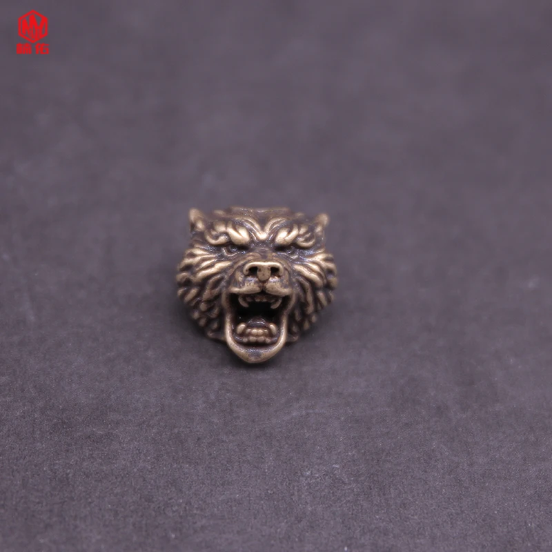 1PCS Hot Sale!!! Brass Bear Head DIY Knife Bead EDC Paracord Bead Car Keychain Pendant Rope Accessories Landing Drop Pendant