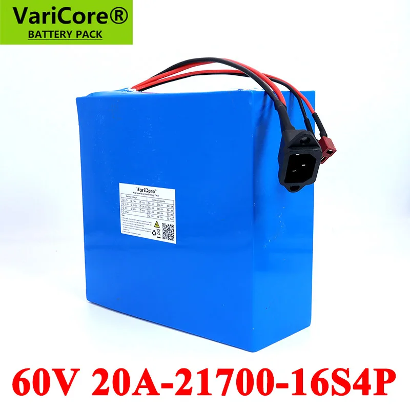 VariCore-bloco da bateria do lítio, 60V, 20Ah, 21700, 16s4p, 67.2V, 750W, 1000W, 2000W