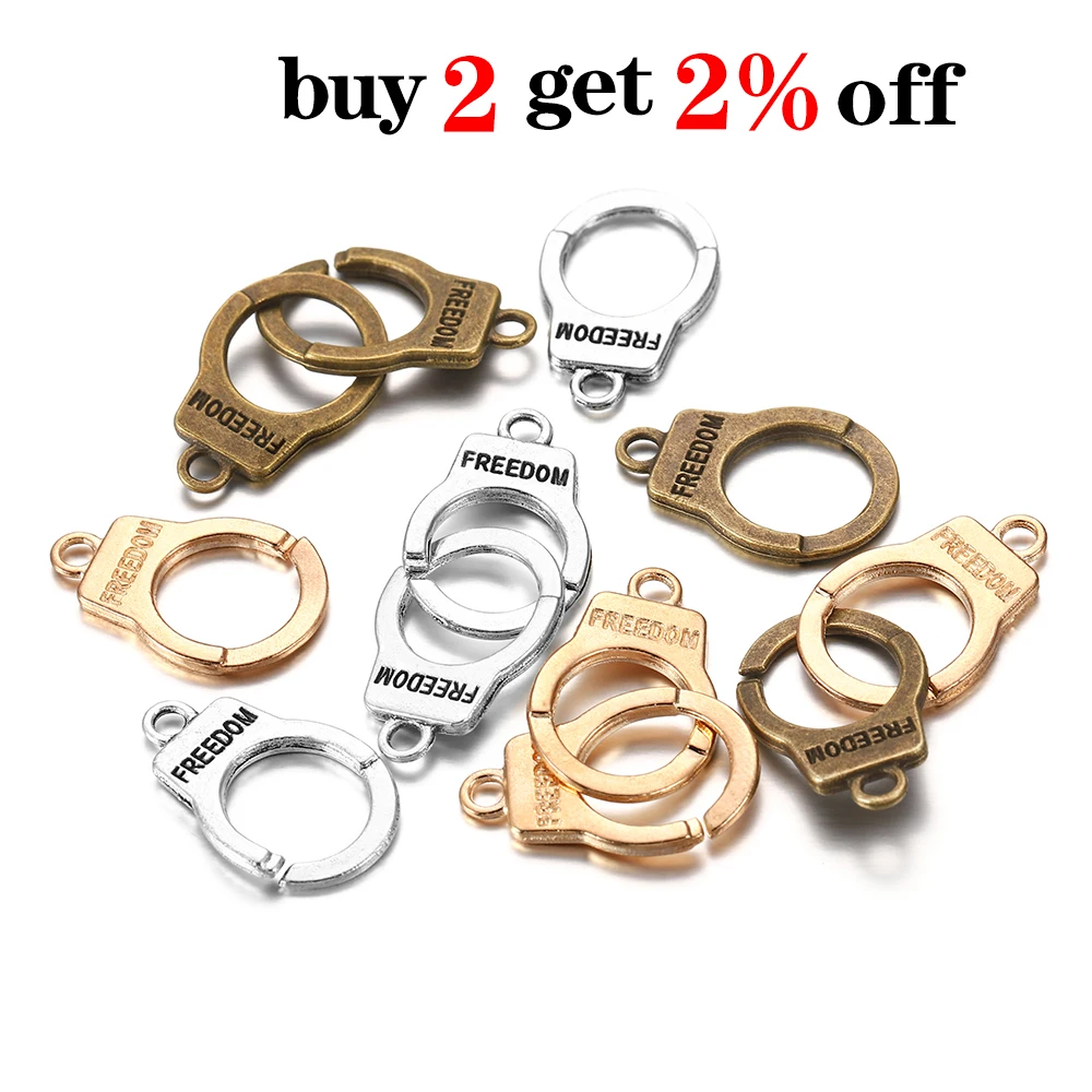 10 set/lot 14.7x 23mm Charms Handcuffs Hook Bracelet Clasps Connectors For DIY Jewelry Making Components Supplies Accessories