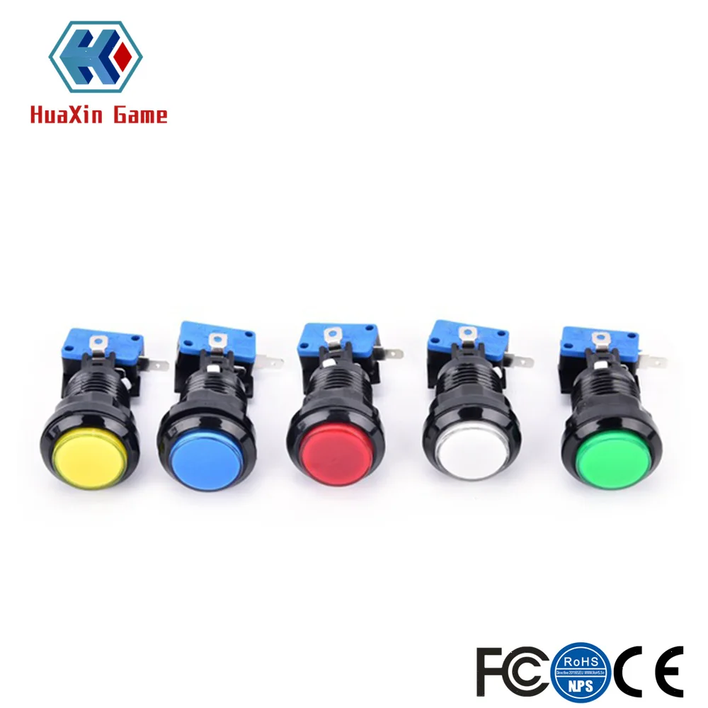 10 Pcs / lot DIY Arcade Parts 5 Colors 30mm Small Black Rim LED Illuminated Push Button With Micro Switch for Arcade Video Game