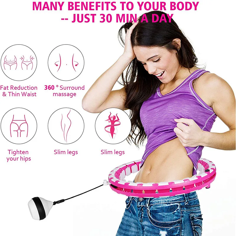 24 Detachable Knots Smart Weight Exercise Hoop Fitness Exercise Massage Rings Fat Burning Slimming Weight Loss Non-Fall Hoops