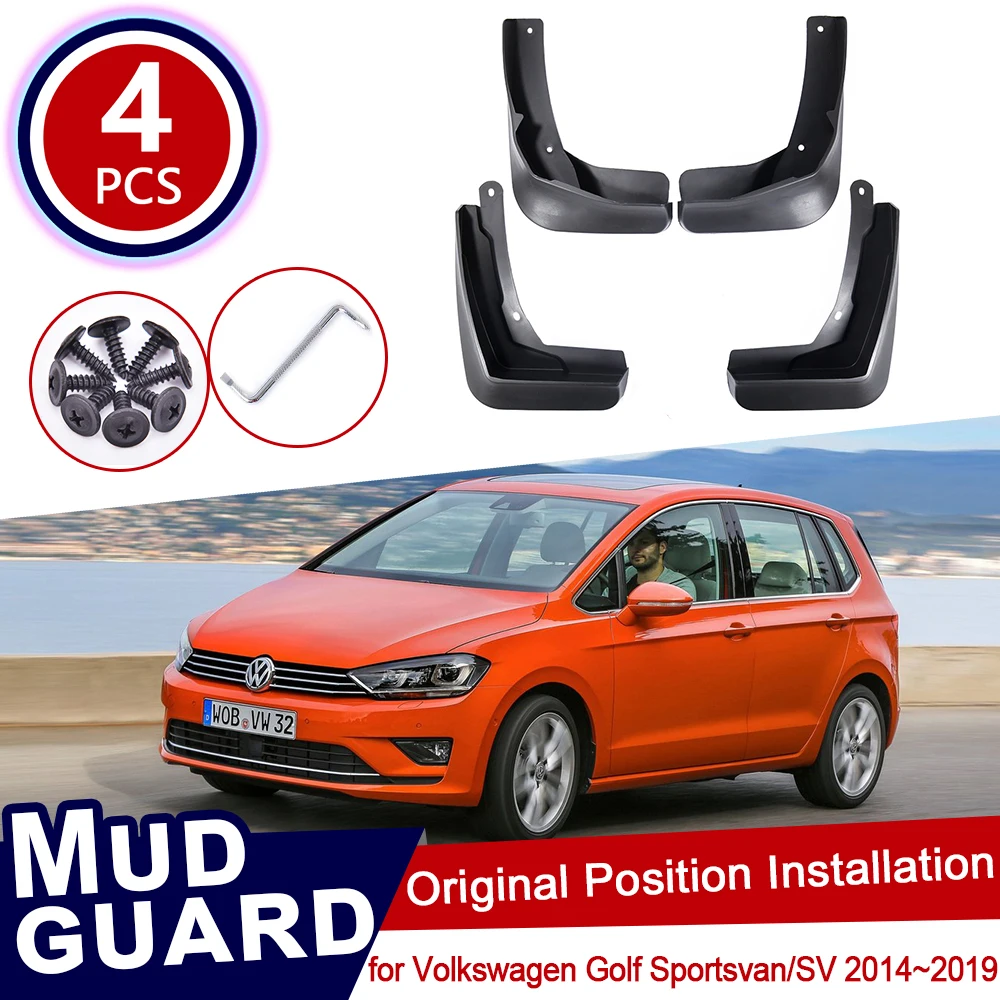 4Pcs for Volkswagen VW Golf Sportsvan SV 2014~2019 Mk7 Car Mud Flaps Mudguard Splash Guards Fender Mudflaps 2015 2016 2017 2018