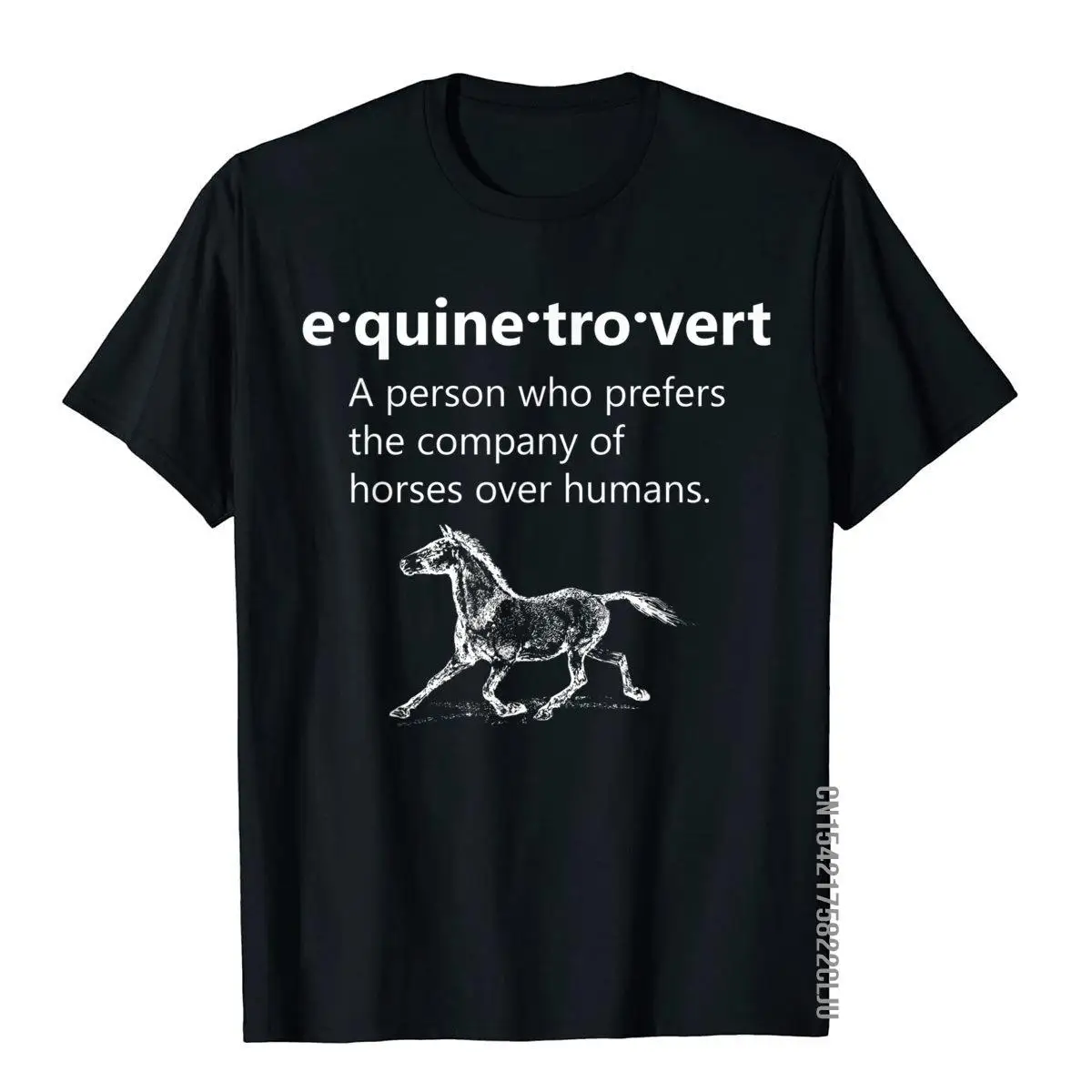 Equinetrovert Funny Horse Gift For Horse Lovers Equestrian Leisure Tops & Tees For Students Slim Fit Cotton T Shirt Group