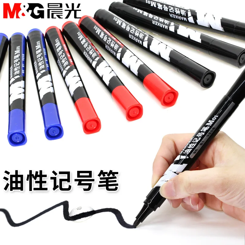 M&G M01 Mark Pen. 10pcs/boxes. Single Head, Waterproof, Easy To Dry, Oily, Marker Pen.APMY2204