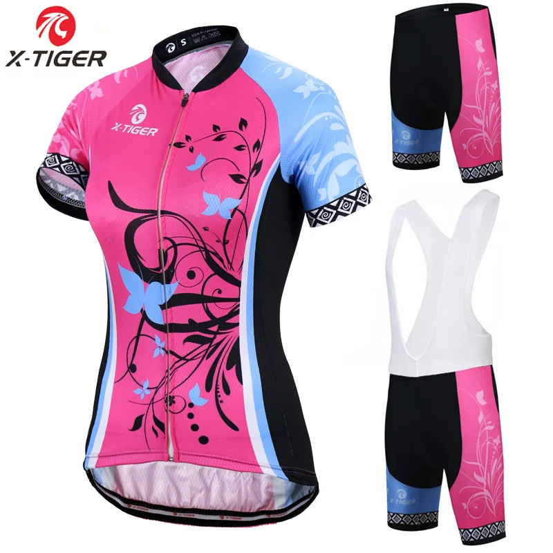 

X-Tiger Short Sleeve Women Cycling Jerseys set Breathable Mountain Bike Clothes Ropa Ciclismo Women Bicycle Cycling Clothing