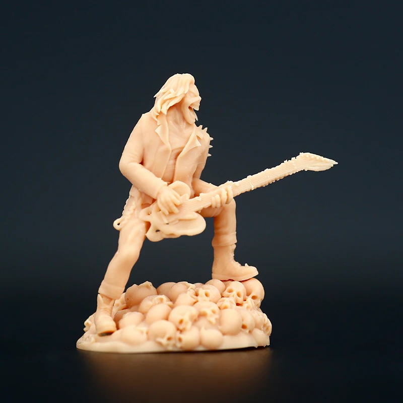 1/64 Crazy Guitarist Heavy Metal Music Human Skeleton Miniature Sand Table Villain Scene White Need To Be Colored By Yourself