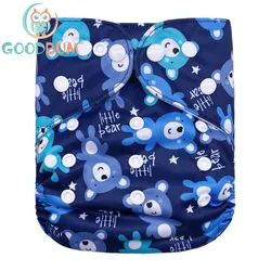 Goodbum Washable Bear Printed Cloth Diaper Double Row Snaps Cloth Nappy For 3-15KG Baby Diaper