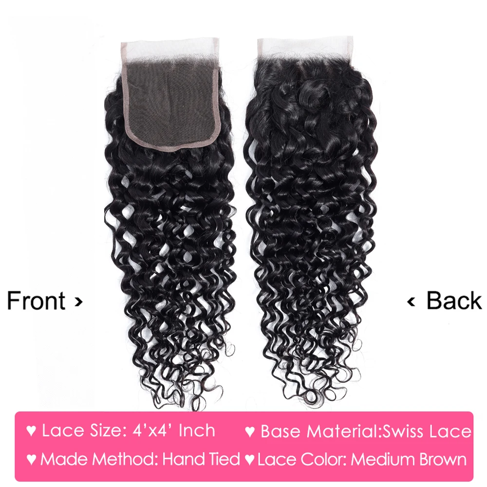 Brazilian Water Wave Bundles With Closure Remy Human Hair 3/4 Bundles With Closure Free Shipping Remy Hair Extensions Aircabin