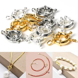 11 13 15mm Round Copper Spring Ring Clasps Connector Gold Silver Plated Sailor Clasp for Jewelry Necklace Making Bracelet DIY