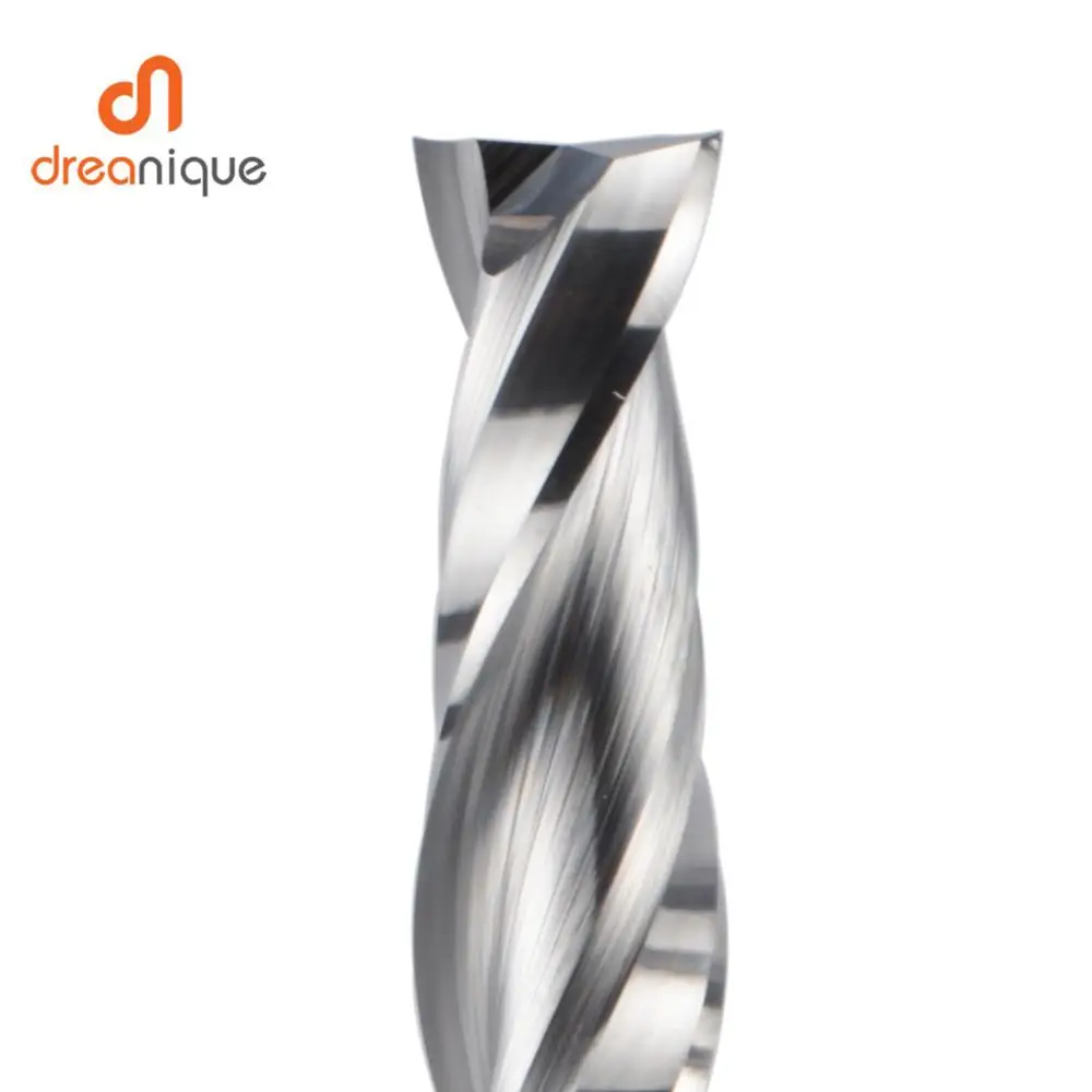 Dreanique 1pc Solid Carbide Milling Cutter 3.175 4 6 8mm 2 Flute Spiral Router Bit Carbide End Mill  Wood MDF UP cut