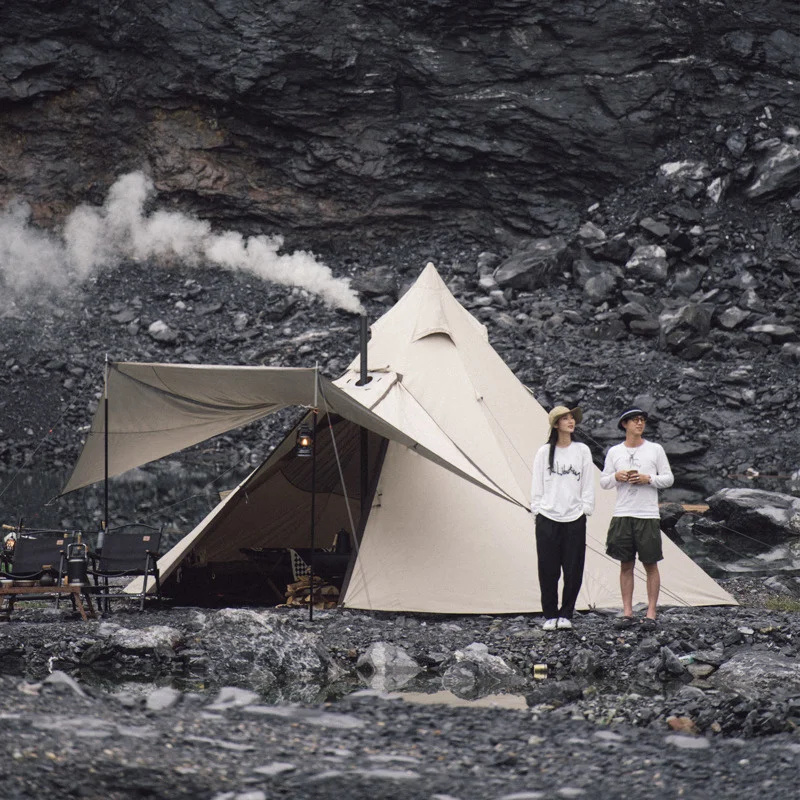 Naturehike Outdoor UV Protection Large Space Ranch Octagonal Pyramid Tent  With Chimney Fore 5-8 People