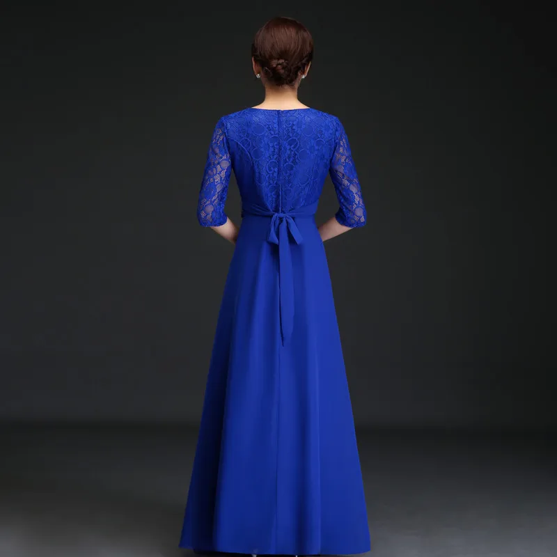 Vestido de noche largo de coro para adultos, traje de Navidad con manga de encaje, apliques, barato, venta al por mayor, azul real, rojo y blanco, DLH-68 #