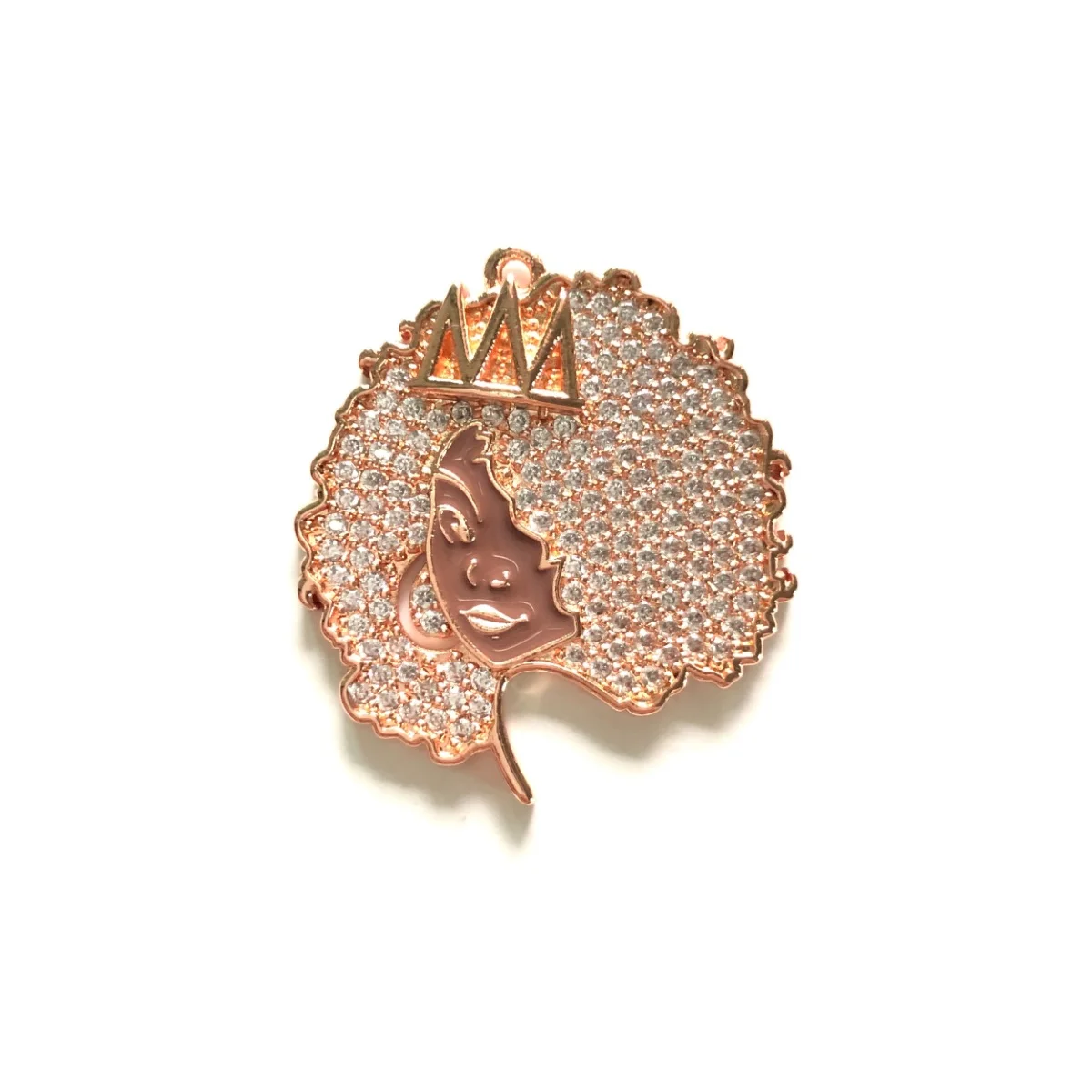 5pcs Afro Black Queen Charm Pendant for Women Bracelet Necklace Making Rhinestone Paved Gold-Plated Jewelry DIY Accessory Supply