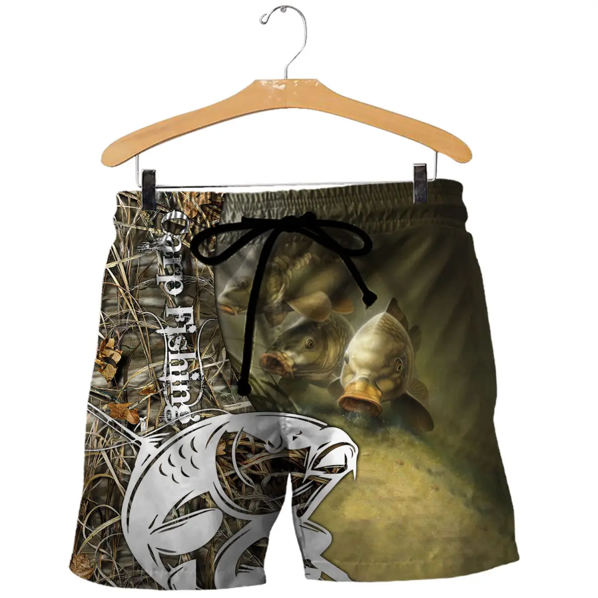 Trout and Carp Fishing All Over 3D Printed Mens Shorts Unisex Streetwear Summer Beach Loose Shorts Casual Pants Polyester SDM09